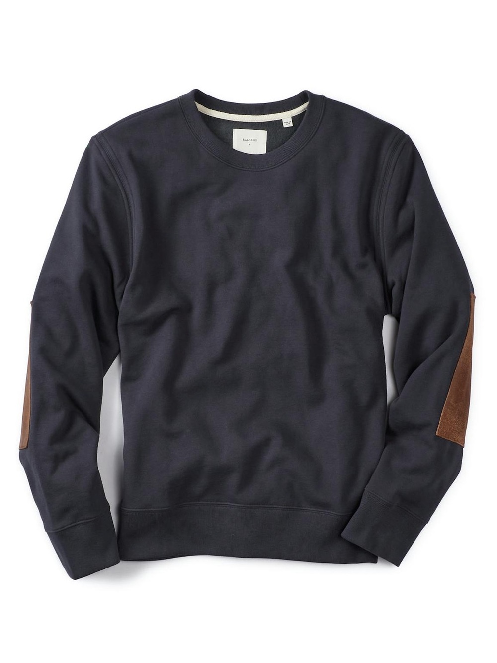 Billy Reid Dover Sweatshirt – Faded Black w/ Leather Elbow Patches | Men’s Large